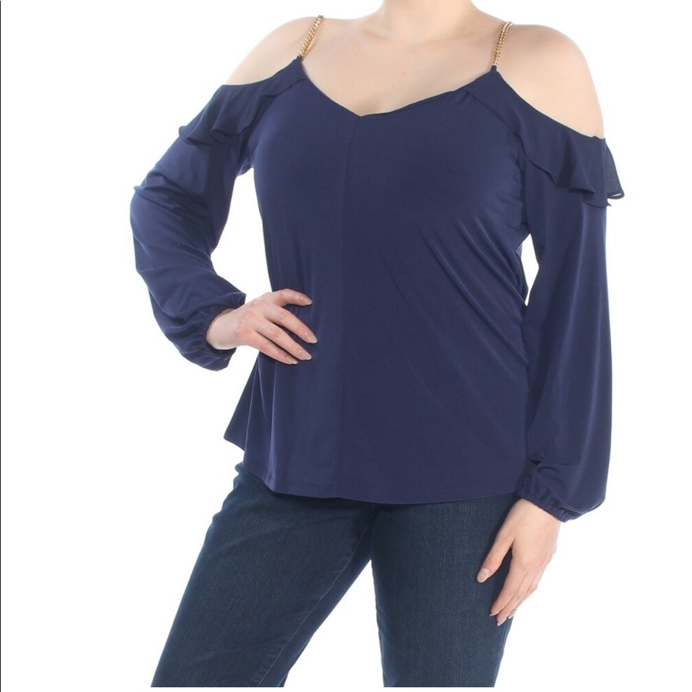 Michael Kors Chain-Link Cold-Shoulder Top